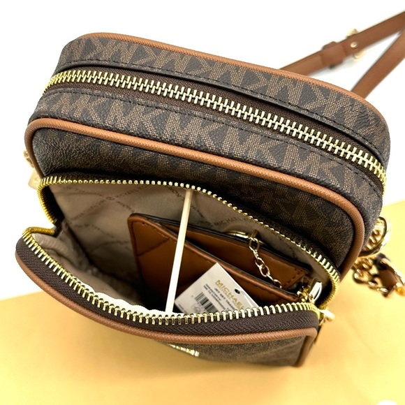 Michael Kors Medium NS Chain Xbody Bag & Small TZ Coinpouch w/ID Brown/Gold - Picture 10 of 14